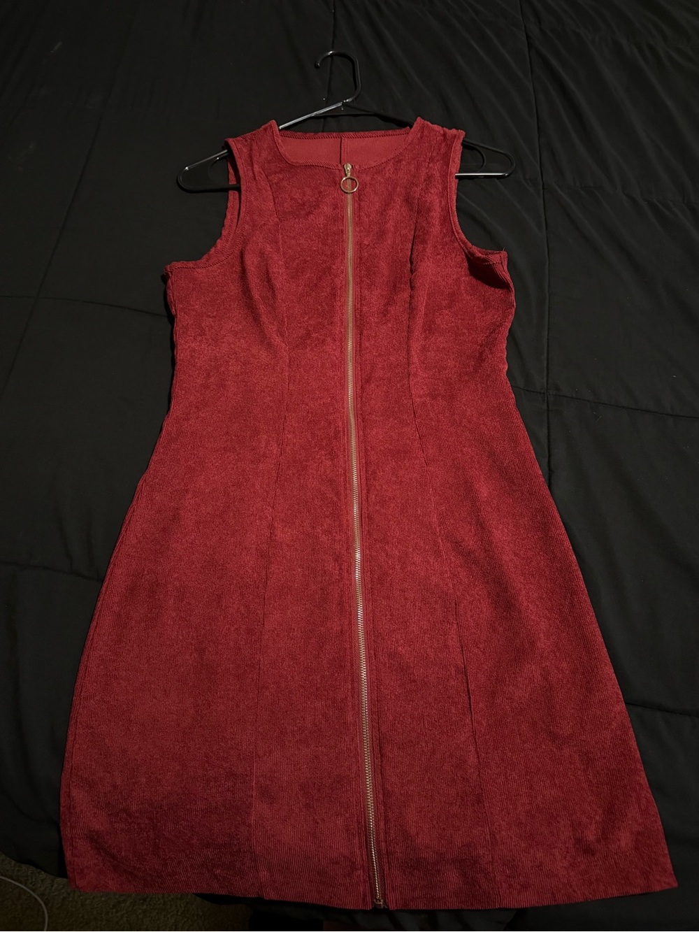 SHEIN Wine Red Sleeveless Zip-Front Mini Dress